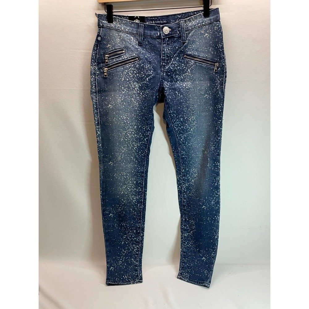 Rock & Republic Banshee Space Trash Bleach Splatter Skinny Jeans NEW Size 2
